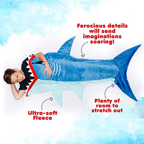 Silver Lilly Animal Tail Blanket - Plush Animal Sleeping Bag Blanket for Kids (Blue Shark)