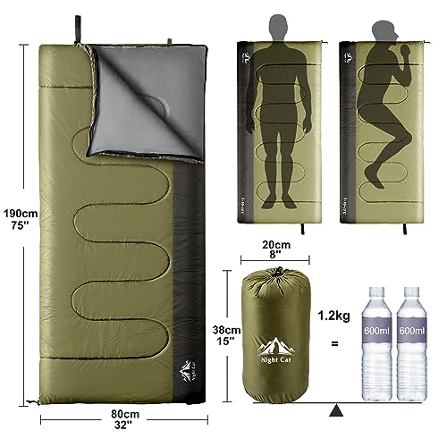 Night Cat Ultralight Tent 1 Person with Camping Sleeping Bag and Inflatable Sleeping Pads Mat Bed with Pillow Foot Pump fo...