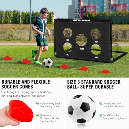 Kids Soccer Goal for Backyard Set,2 Pack of 4x3/6x4 ft Portable Pop Up Soccer Nets,Complete Youth Training Equipment with ...