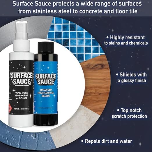 Surface Sauce - Nano-Ceramic Multi-Surface Sealer/Restores & Protects Stainless Steel, Wood, Painted Metal & Plastics - Long Lasting, Easy Clean Shine, Chemical and Scratch Resistant