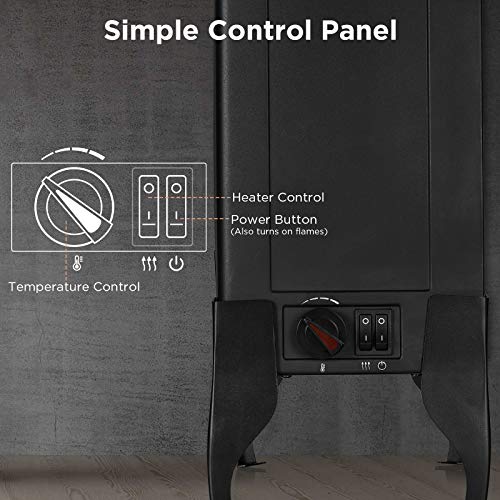 TURBRO Suburbs TS17 Compact Electric Fireplace Stove, 18” Freestanding Stove Heater with Realistic Flame - CSA Certified -...