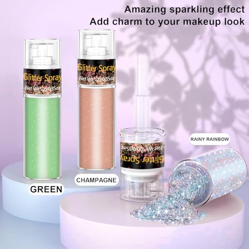 Hair and Body Glitter Spray, 1PC Glint-Rainbow Glitter Hairspray Dry Powder Makeup for Clothes, Festival Rave Prom Loose S...