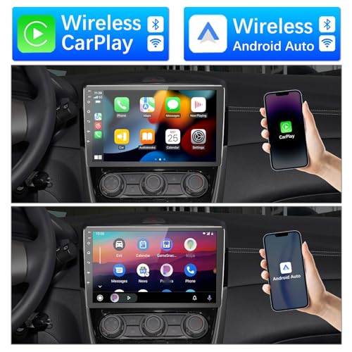 BINIZE Android Double Din 10.1 Inch Touch Screen Bluetooth Car Radio,Radio with Wireless Carplay＆Android Auto,GPS Navigati...