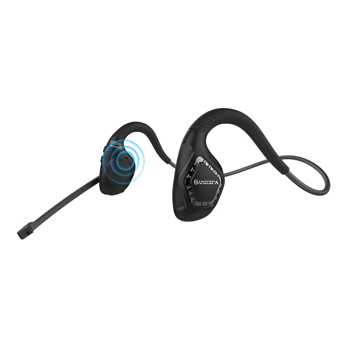 BANIGIPA Open Ear Headphones, Air Conduction Bluetooth Headset, Wireless Earphones Stereo w/Noise-Canceling Boom Microphone, 10