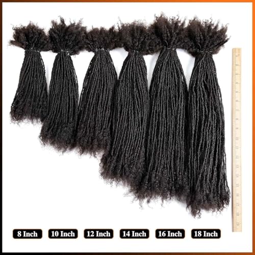 100% Real Human Hair 0.2cm Width 10 Inch Loc extensions Human Hair with Curly Ends 50 Strands per pack Full Handmade Dreadlock Extensions Can be dyed and bleached for Men Women Kids (10 Inch-50)