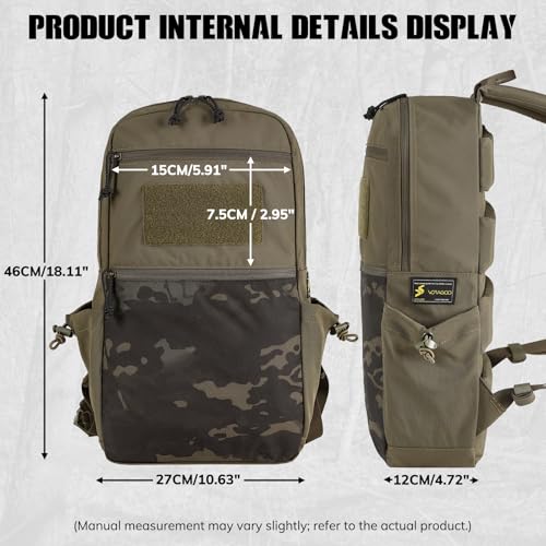 VOTAGOO GEAR Tactical Backpack with Carbon Frame,15L Daypack 500D Durable Water-Resistant Pack W/ 16" Laptop Sleeve Multip...