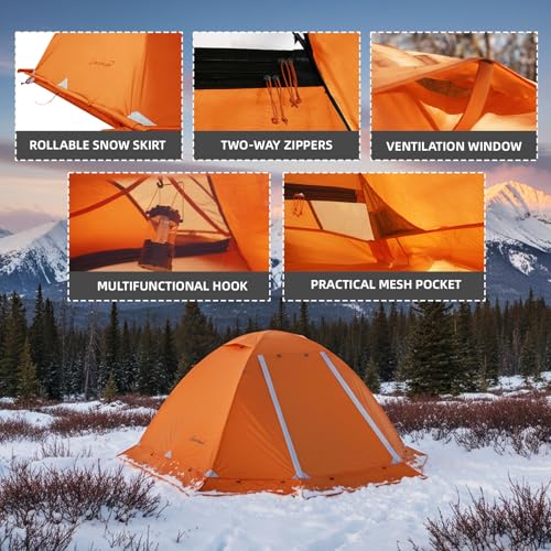 Clostnature Lightweight Backpacking Tent - 1/2 Person 4 Season Ultralight Waterproof Camping Tent, Large Size Easy Setup T...