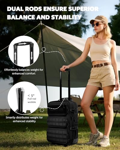 AUROTIER Rolling Tactical Laptop Backpack, 17 Inch Wheeled Military Computer Backpack for Men and Women, Roller Carry on L...