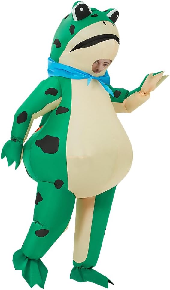DAHAKII Funny Frog Inflatable Costume Cosplay Blow-Up Suit for Adult/Birthday/Halloween Party/Mardi Gras