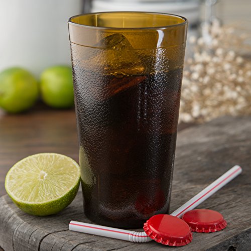 Carlisle FoodService Products Stackable Tumbler Plastic Tumbler with Pebbled Exterior for Restaurants, Catering, Kitchens, Plastic, 13.4 Ounces, Amber, (Pack of 72)