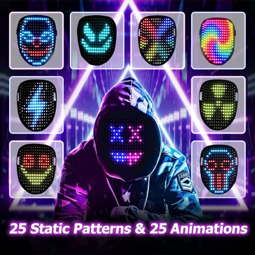 Mr.Pang LED Mask Light up Mask with Gesture Sensing, Cool Face Transforming Mask, Perfect Gifts for Halloween Christmas Bi...