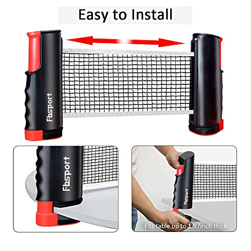 FBSPORT Ping Pong Paddle Set, Portable Table Tennis Set with Retractable Net,Rackets,Balls and Carry Bag for Indoor/Outdoo...