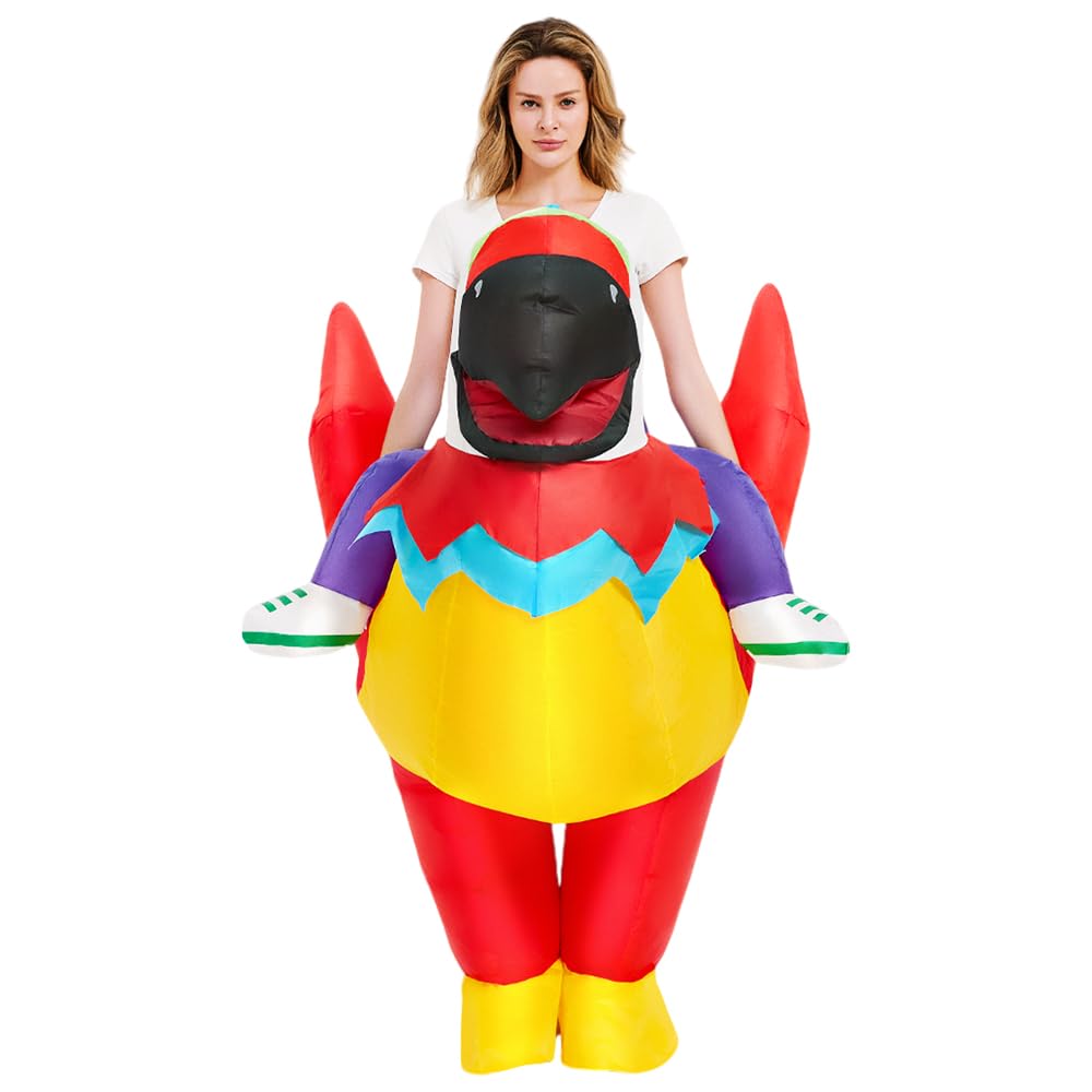 KOOY Inflatable Parrot Costume Adult Parrot Blow Up Costume For Funny Halloween Party Ride On Inflatable Costumes For Men Women, Blow Up Costume For Adults