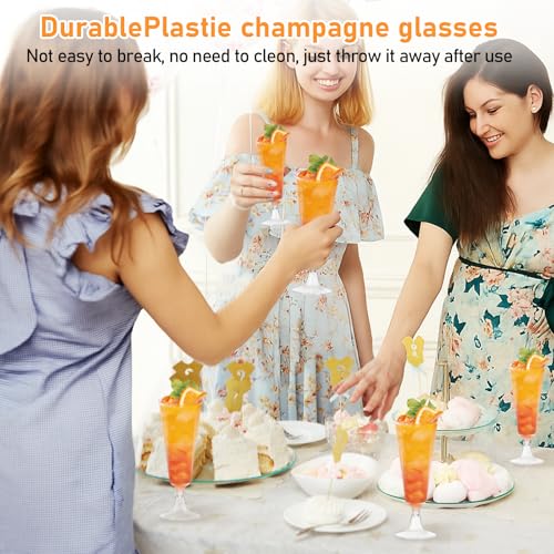 100 Pack Clear Plastic Champagne Flutes, 5 Oz Disposable Champagne Glasses, Unbreakable Acrylic Mimosa Glasses Wedding Coc...