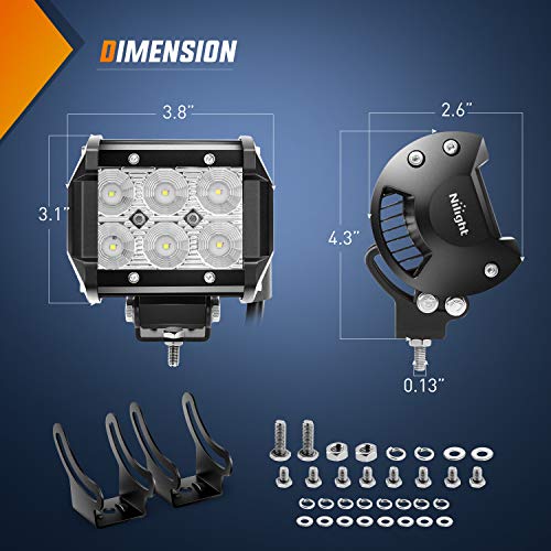 Nilight 12 Inch 72W Spot Flood Combo Led Light Bar 2Pcs 4Inch 18W Flood LED Pods Fog Lights Off Road with Wiring Harness K...