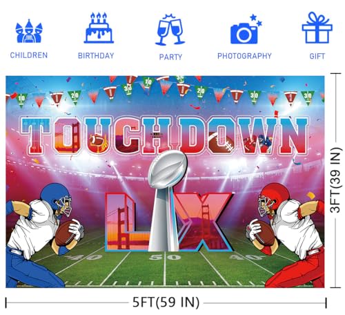 Super Football Party Decorations 2026 Backdrop Banner 5X3 Ft Sport Fans Birthday Decorations Banner Football Themed Party ...
