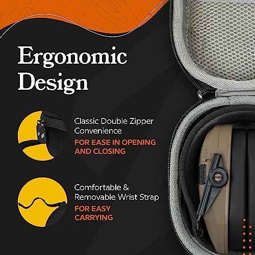Walkers Razor Slim Electronic Lightweight Shooting Hunting Range Hearing Protection Muffs (Black) Bundle with Protection Case (2 Items)