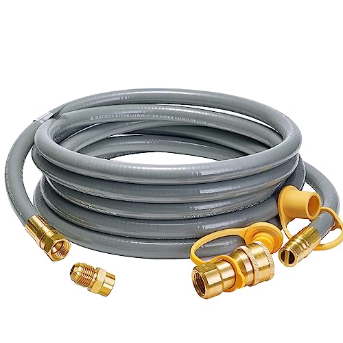 CALPOSE 15 Feet 1/2 inch ID Natural Gas Grill Hose with Quick Connect Fittings, Natural Gas Line for Grill, Pizza Oven, He...