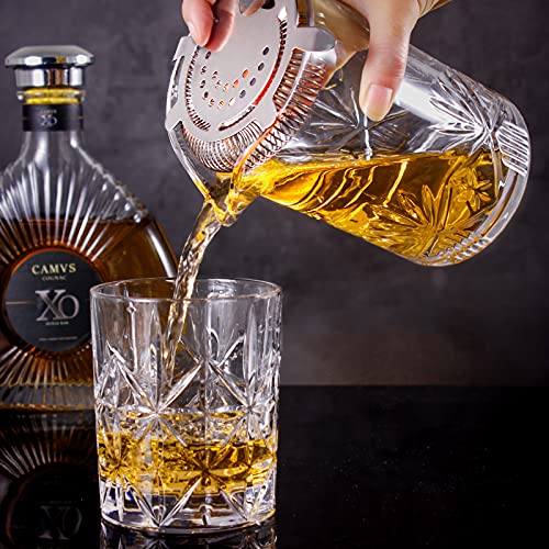 Cocktail Mixing Glass, veecom 18oz Mixing Glass 10 Piece Old Fashioned Kit, Cocktail Mixing Glass Set Bartender Kit with C...
