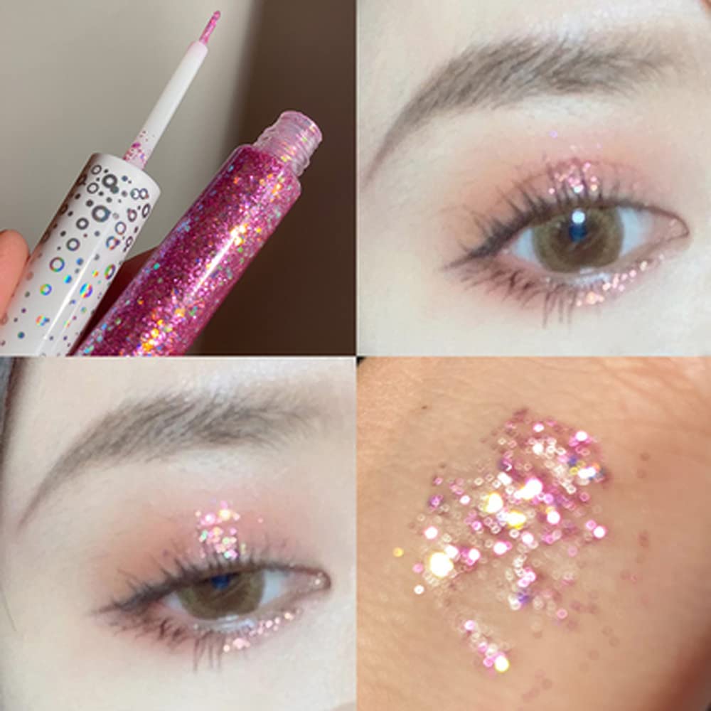 Quxunzzz Liquid Glitter Eyeshadow & Eyeliner - Metallic Glitter Shimmer Eye Looks, Waterproof, Long Lasting & Quick-Drying Spark