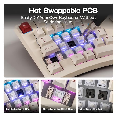 MechLands Feker Alice98 Ergonomic 98 Keys Custom Mechanical Keyboard, VIA Programmable, USB-C Wired Gaming Keyboard, Hot S...