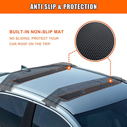 MeeFar Universal Car Soft Roof Rack Pads Luggage Carrier System for Kayak Surfboard SUP Canoe Include 2 Heavy Duty Tie Dow...