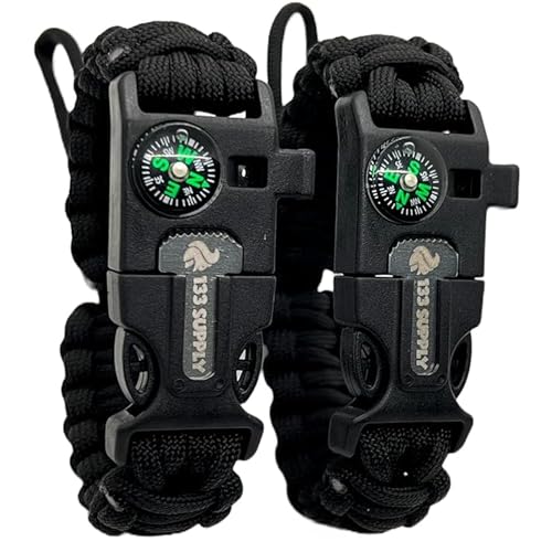 133 Supply Paracord Bracelet Compass Hiking Survival Emergency Whistle Fire Starter Kit Camping Gear Hiking Essentials Fis...