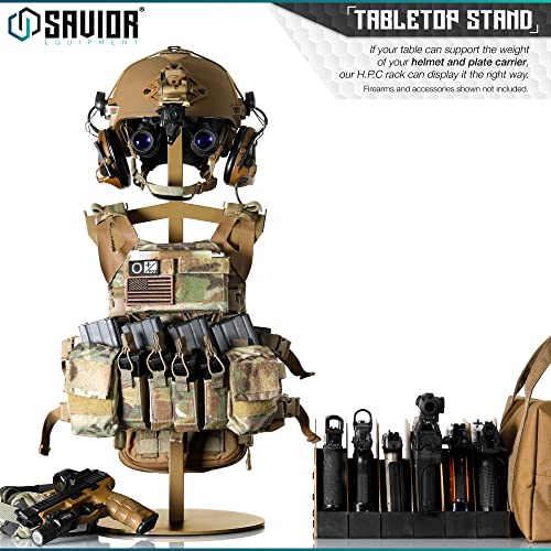 Savior Equipment H.P.C Tactical Gear Stand Tabletop Helmet Vest Display Rack, Military Gear Holder Plate Carrier Indoor Ho...