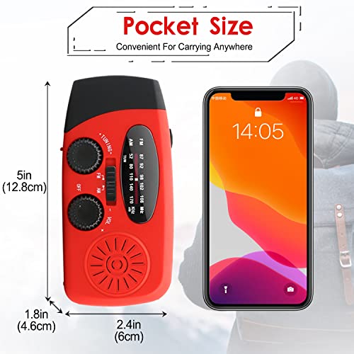 RunningSnail Emergency Hand Crank Radio With LED Flashlight For Emergency, AM/FM NOAA Portable Weather Radio With 2000mAh ...