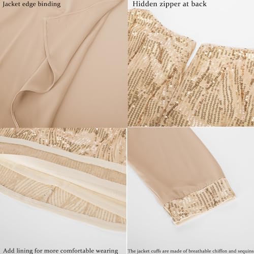 GRACE KARIN Women's Sequin Dress - Wedding Guest & Mother of The Bride Formal Dress - Two Piece Knee Length