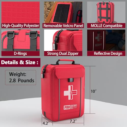 Upgrade - Comprehensive First Aid Kit with Labelled Compartments, Molle System Emergency Kits for Car,Home,Hiking, Backpac...