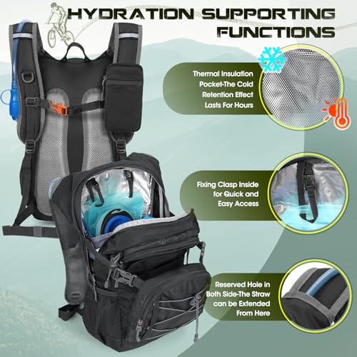 Hydration Backpack with Water Bladder, 18L Lightweight Hiking Backpack for Women&Men Small Insulated Hydration Water Pack ...