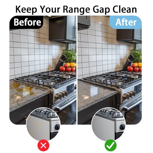 Stainless Steel Stove Gap Cover (2 Pack, Black), Stove Gap Filler for Kitchen, Range Trim Kit, Heat Resistant with Easy Cl...