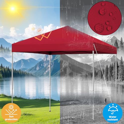 6x6 Pop Up Canopy Tent, Easy Setup Canopy for Outdoor Shades (Red) ﻿