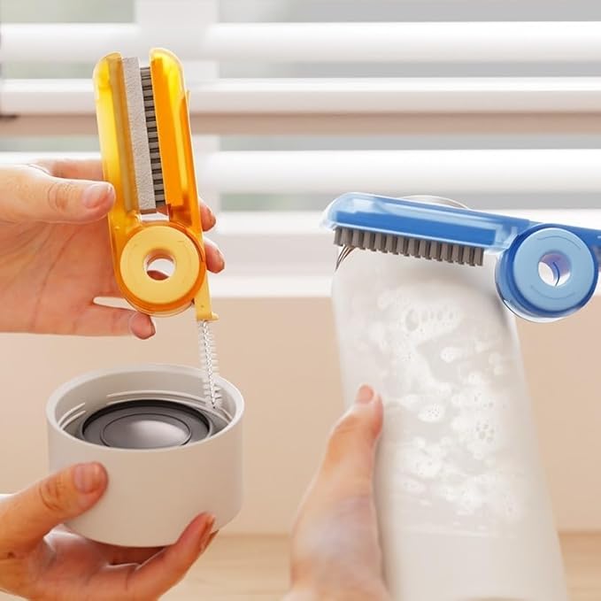 4 in 1 Cup Lid Cleaning Brush Set - No Exposed Wet Parts, Multifunctional Lid Cleaner, Silicone Cup Lid Gap Cleaner, Multipurpose Bottle Gap Cleaner Brush, Orange 1 pcs