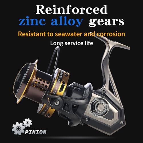 Big Game Surf Spinning Fishing Reel 8000/12000,20KG Drag Power Backlash-Free Bearings,Metal Reel Seat,Zinc Alloy Gear for ...