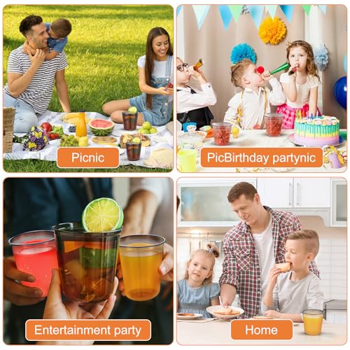 AojSup 50 Pcs Disposable Stemless Glasses 12 oz Crystal Plastic Wine Glasses Clear Classic Pet Cup for Meeting Weddings Bi...