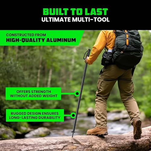 Sakertool 8 in 1 Collapsible Tactical Hiking Trekking Pole, Tactical Walking Stick, Survival Hiking Staff & Trekking Pole,...