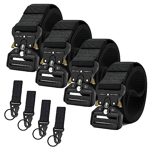YOORAN Tactical Belts for Men 4 Pack, Compass Military Web Belt, Heavy-Duty Quick-Release Metal Buckle Riggers Belt for Men