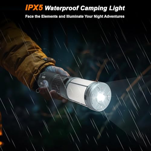 Camping Lights, Rechargeable Telescopic Camping Lights with Stand,12,000mAh Camping Lanterns & Lights with RGB, Magnetic B...