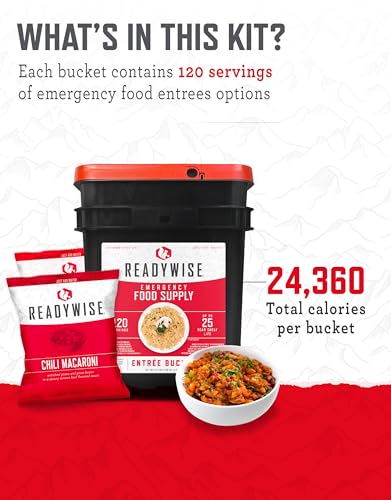 ReadyWise Emergency Food Supply - 120 Servings Favorites Sample Bucket, Survival Food Kit, Freeze Dried Prepper Food & Deh...
