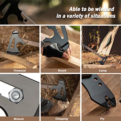 17.5in Full Tang Camping Axe Tomahawk with Nylon Sheath, Tactical and Survival Hatchet with Hammer for Axe Throwing, Outdo...