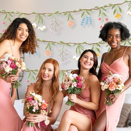 Cheerland Flower Banner Wildflower Garland Floral for Enchanted Garden Theme Picnic Wedding Wild One Bloom Baby Shower Bir...