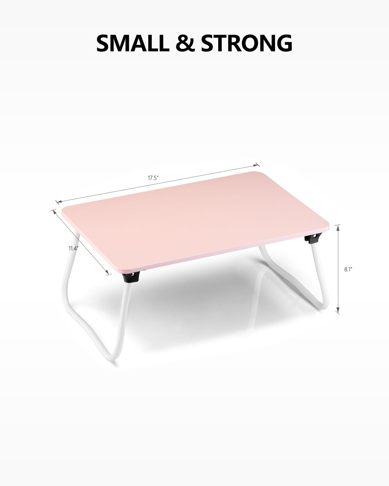 Komlyar Portable Lap Desk Bed Desk Lap Table Bed Table, Laptop Stand Breakfast Serving Tray, Foldable & Lightweight Mini Table, Lap Tablet Desk for Sofa Couch Floor - - Pink