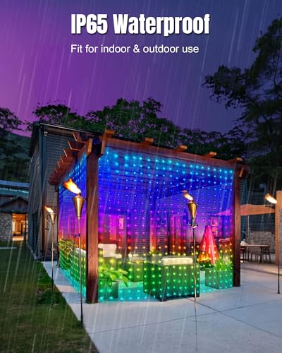 IC ICLOVER Smart Curtain Lights, 6.6FT 400 LED Color Changing Curtain Lights with APP & Remote Control, DIY Hanging Fairy ...