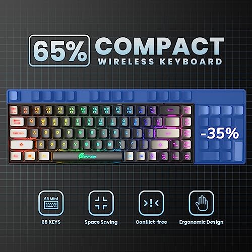 GEODMAER 65% Gaming Keyboard, LED Backlit Mini Wired Gaming Keyboard, Ultra-Compact Anti-Ghosting No-Conflict 68 Keys Gami...