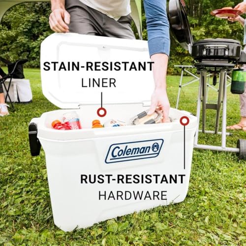 Coleman Marine Cooler with Fully Insulated UV Guard Lid & Body, Keeps Ice for 3+ Days, Great for Boating & Fishing, 52qt/1...