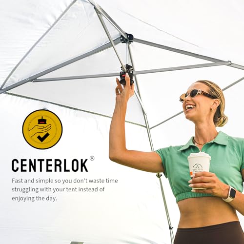 CROWN SHADES 10X10 Comercial Instant Canopy Pop Up Tent with Center Lock, 300D Fabric, 4 Sidewalls, Sto'N Go Bag, Grey