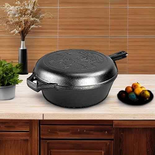 Lodge Cast Iron Wanderlust Series, Cabin Combo Cooker, 3.2 Quart? Black