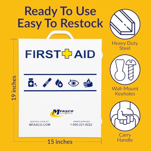 MFASCO 2021 ANSI/OSHA Compliant First Aid Kit - Large, Wall Mountable - with Medications - ANSI Standard 2021 First Aid Ki...
